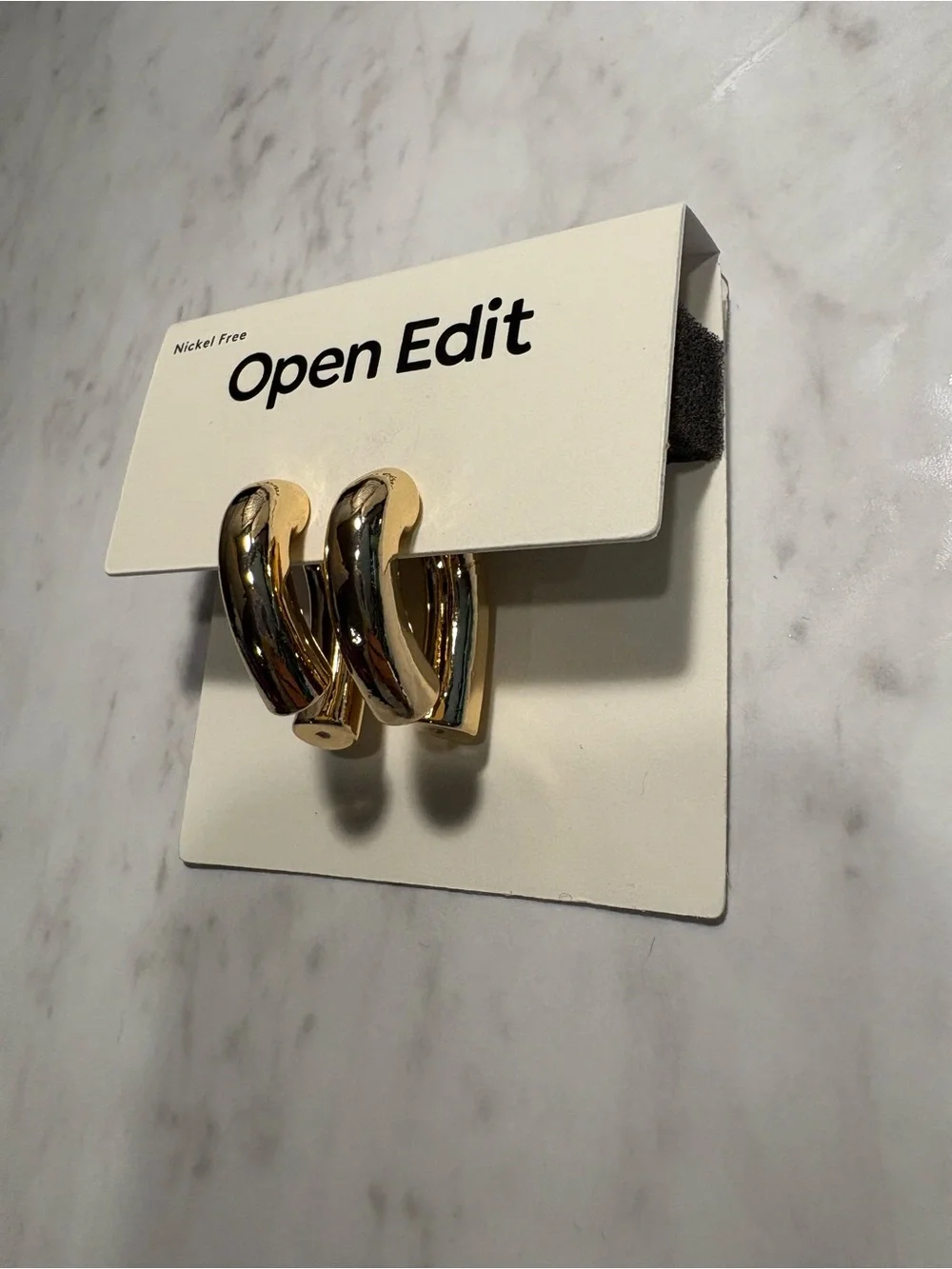 Open Edit Gold Chunky Semi Hoop Earrings